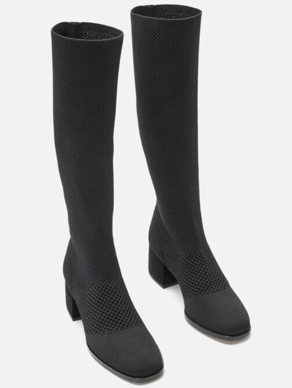 Eileen Fisher Paziz Crepe Recycled Stretch Knit Knee-High Boot Black Women's 7.5